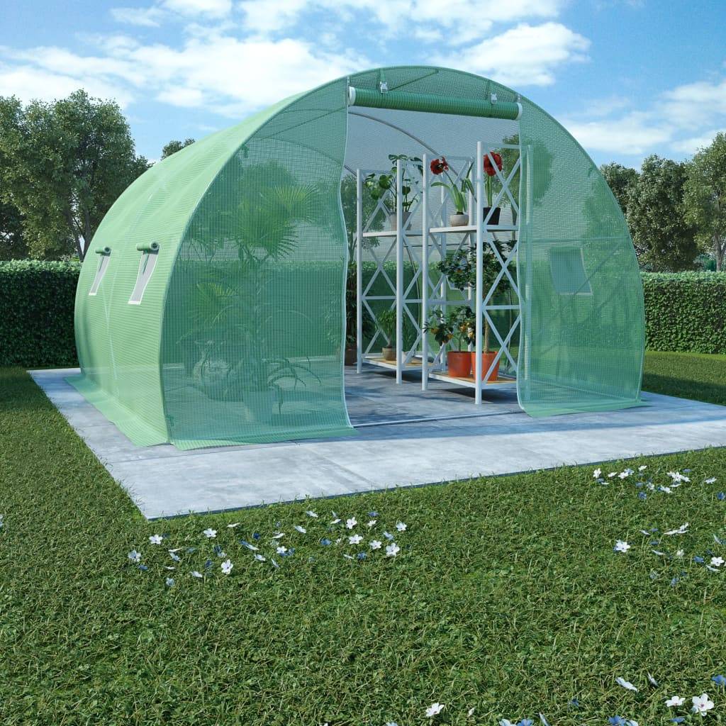 Serre Tunnel Jardin 9m² Acier Galvanisé Bâche PE Renforcée Vert - ComfortXL Outdoor Living - Image 1
