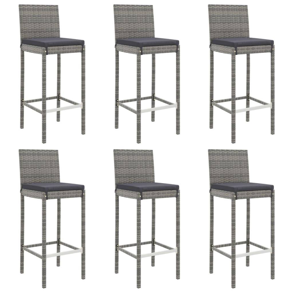 Helloshop26 - Ensemble de bar de jardin 7 pièces avec coussins gris poly rotin - Image 2
