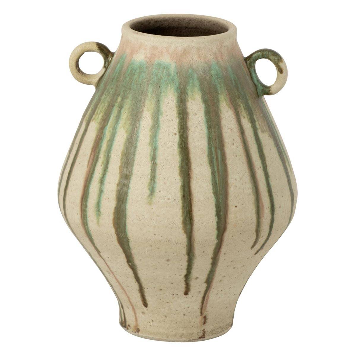 J-Line - Vase en Céramique "Oliveto" 45cm Beige & Vert - Image 1