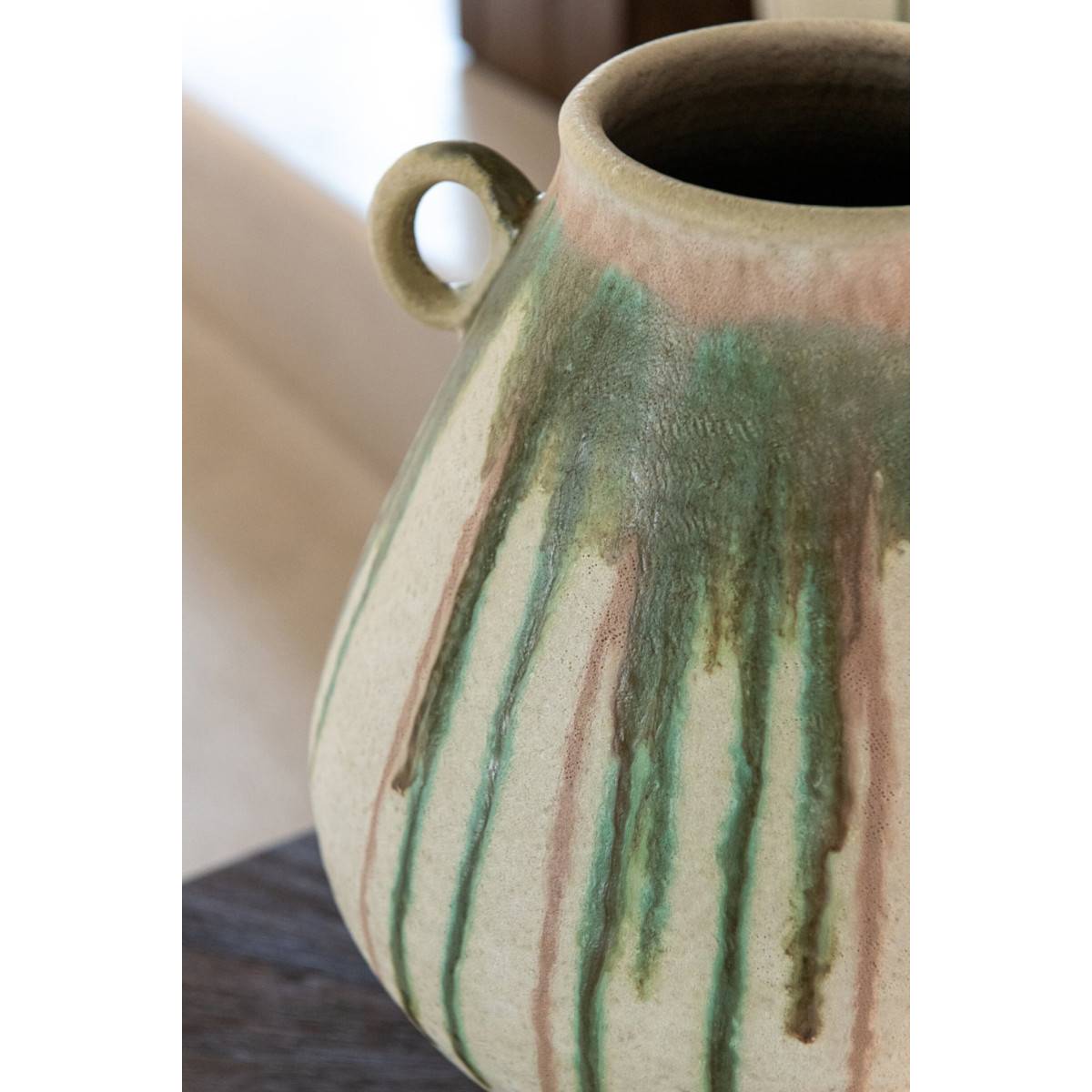 J-Line - Vase en Céramique "Oliveto" 45cm Beige & Vert - Image 3