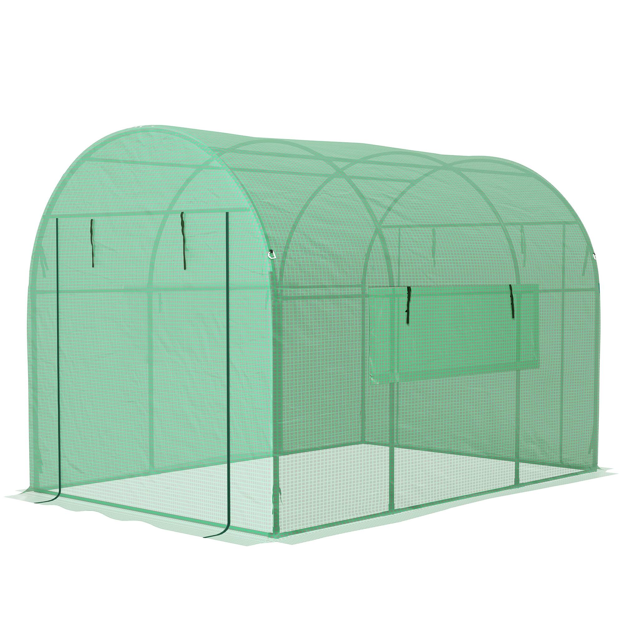 Sans Marque - Serre tunnel 3x2x2 m acier PE UV serre potagère portes fenêtres enroulables culture légumes fleurs serre verte jardin extérieur - Image 2