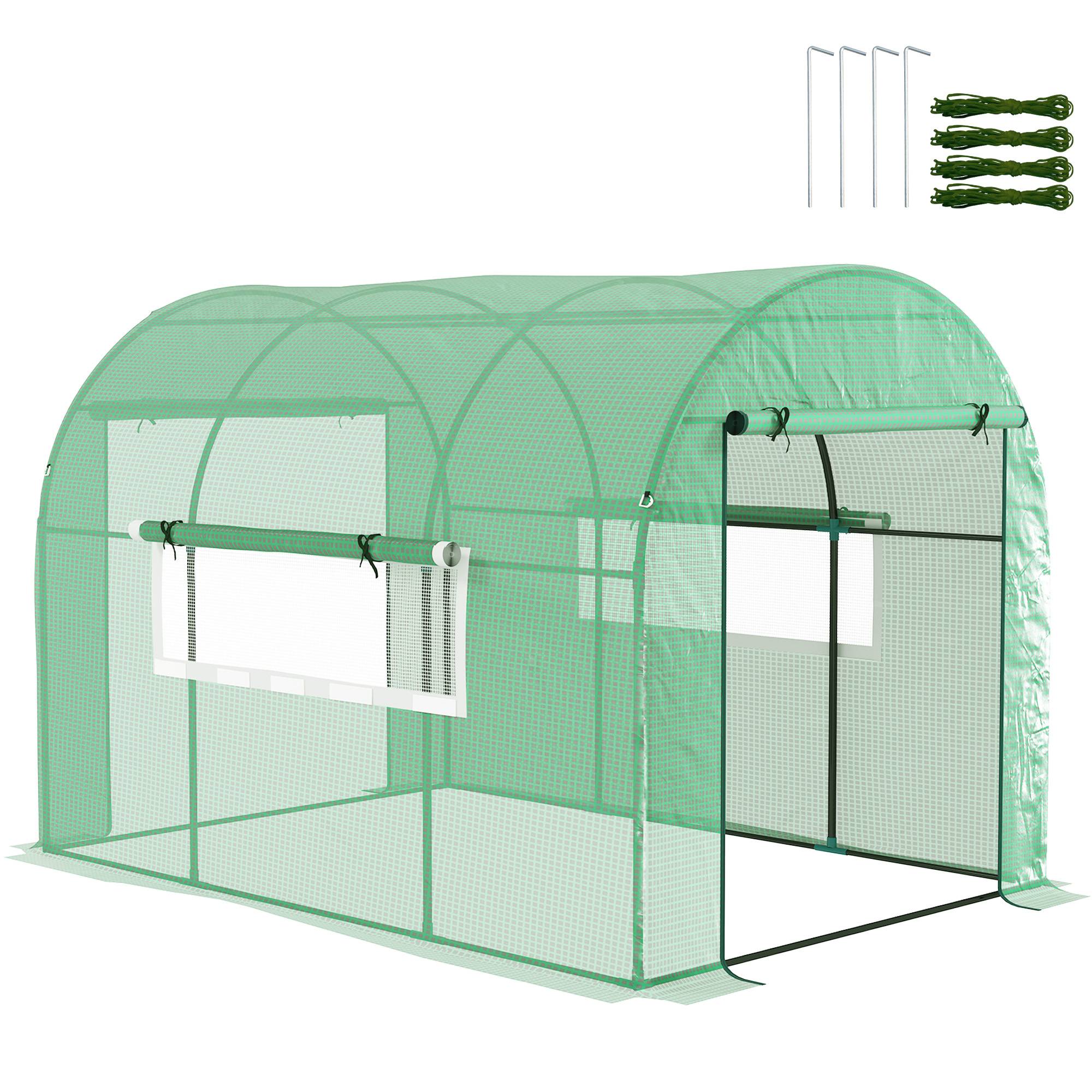 Sans Marque - Serre tunnel 3x2x2 m acier PE UV serre potagère portes fenêtres enroulables culture légumes fleurs serre verte jardin extérieur - Image 1