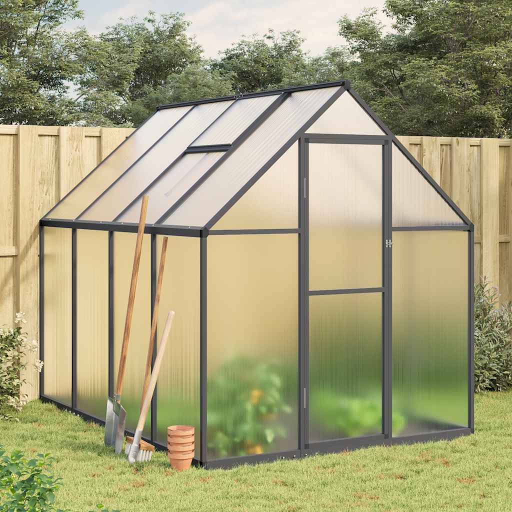 Serre Jardin Aluminium Polycarbonate Base Incluse 224x169x195cm Anthracite - ComfortXL Outdoor Living - Image 1