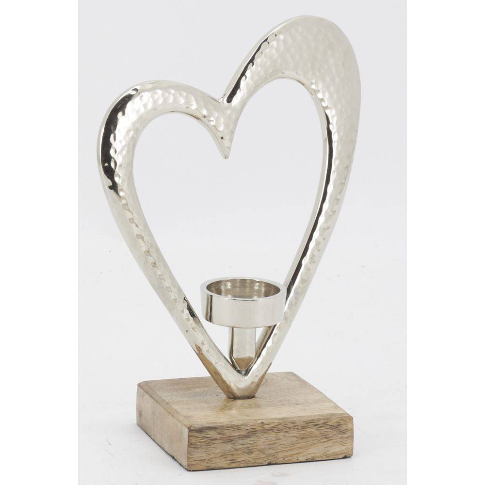 Aubry Gaspard - Photophore coeur en aluminium et bois de manguier - Image 3