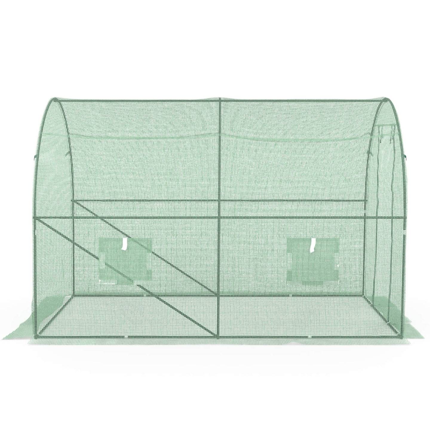 IDMARKET - Serre de jardin tunnel 6m² 3 x 2 x 2 m acier galvanisé + bâche anti-UV avec porte et fenêtres ROMA verte - Image 5