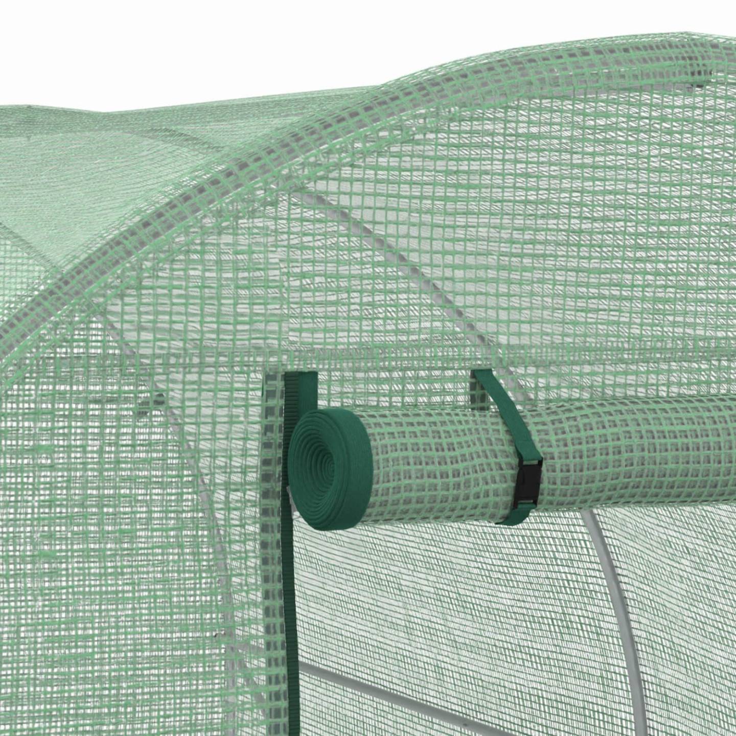 IDMARKET - Serre de jardin tunnel 6m² 3 x 2 x 2 m acier galvanisé + bâche anti-UV avec porte et fenêtres ROMA verte - Image 7
