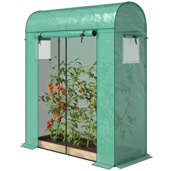 Petite Serre Balcon Acier Plantes Porte Roulante 2 Fenêtres 170x68x200cm Vert - ComfortXL Outdoor Living - Image 2