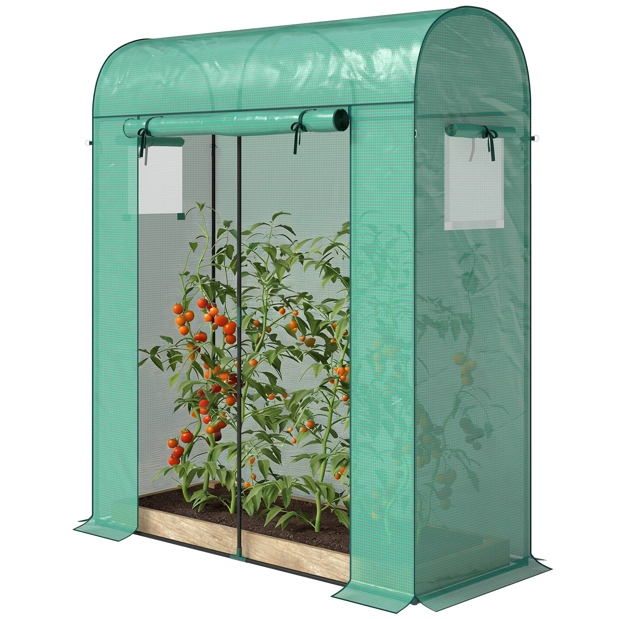 Petite Serre Balcon Acier Plantes Porte Roulante 2 Fenêtres 170x68x200cm Vert - ComfortXL Outdoor Living - Image 2
