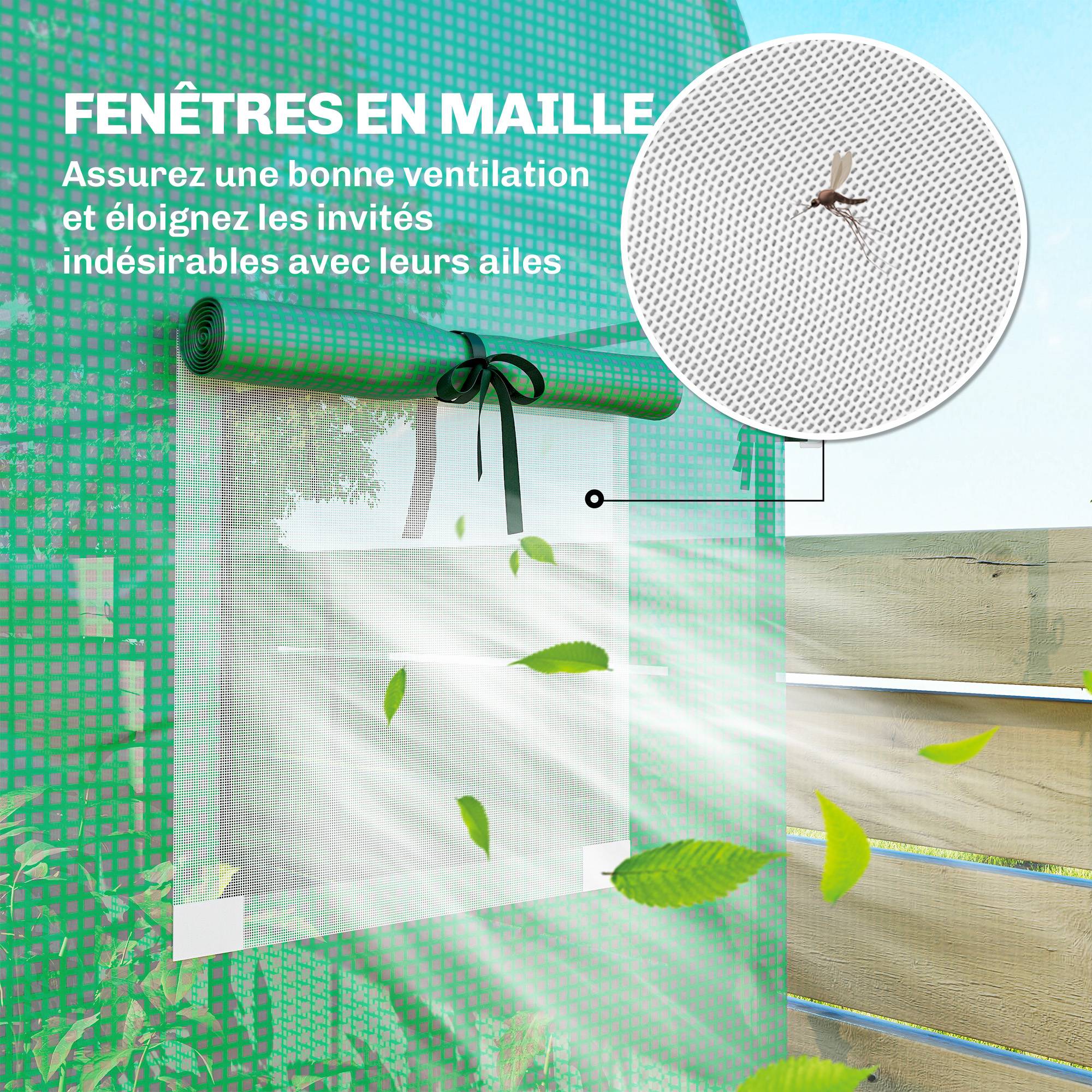 Petite Serre Balcon Acier Plantes Porte Roulante 2 Fenêtres 170x68x200cm Vert - ComfortXL Outdoor Living - Image 8