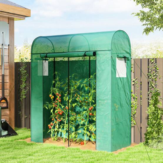 Petite Serre Balcon Acier Plantes Porte Roulante 2 Fenêtres 170x68x200cm Vert - ComfortXL Outdoor Living - Image 3