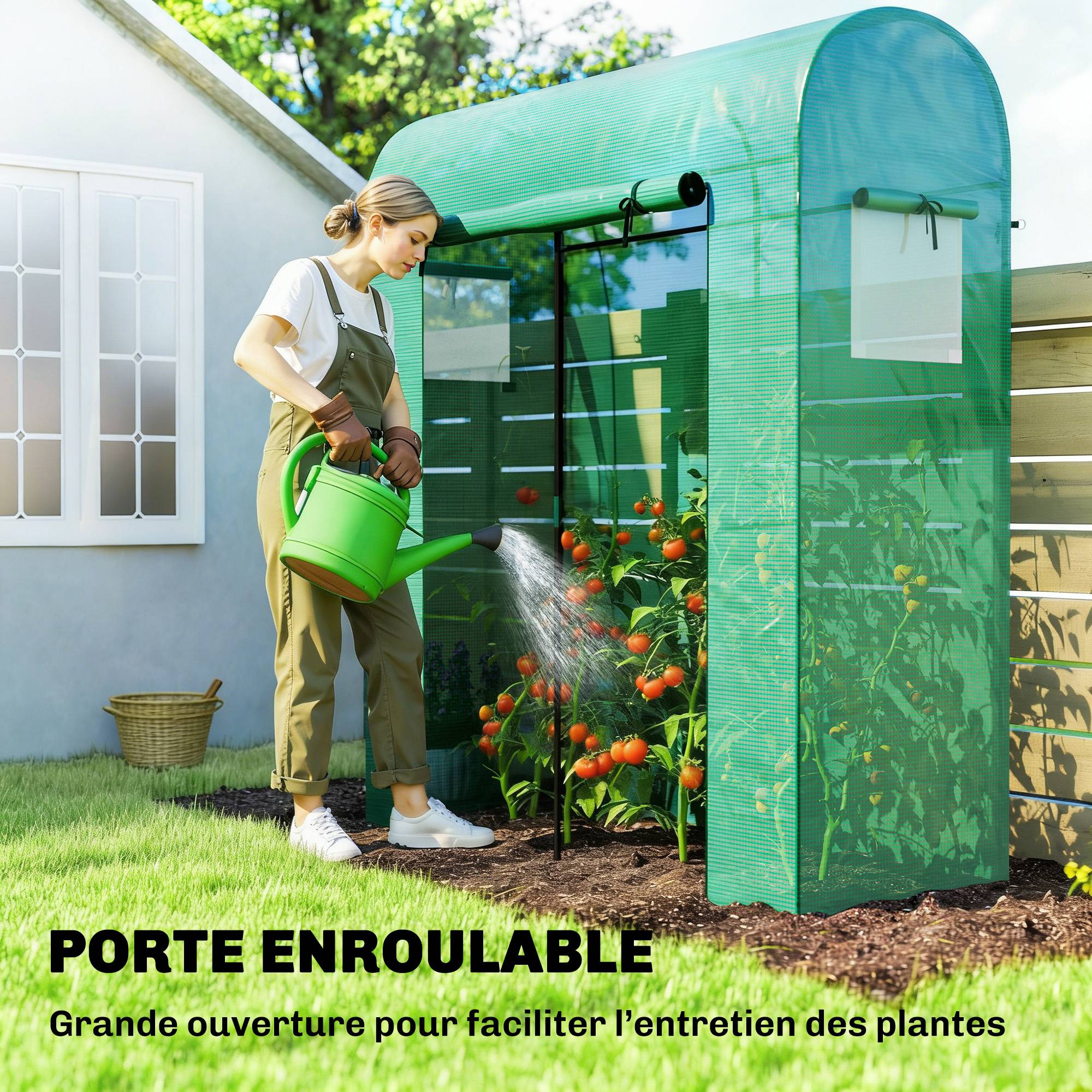 Petite Serre Balcon Acier Plantes Porte Roulante 2 Fenêtres 170x68x200cm Vert - ComfortXL Outdoor Living - Image 7