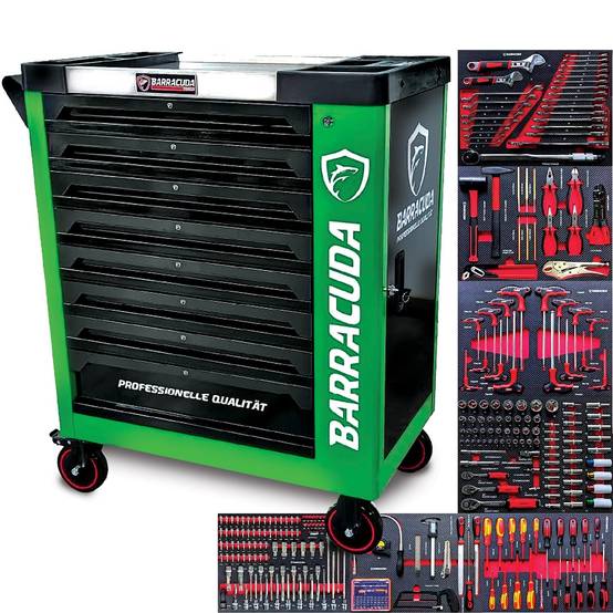Servante d'atelier/ Chariot Barracuda Tools Rock PRO+ 8 tiroirs 7 outillés - 4 roues, 2 freins - Chariot MECANICIEN, GARAGISTE - Image 1