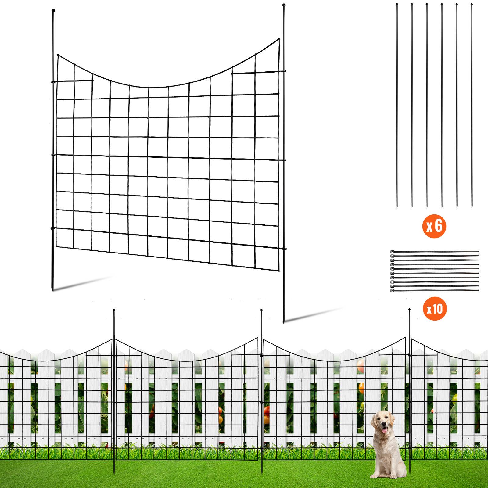 Vevor - VEVOR Clôture jardin métal 93x75 cm, lot de 5, barrière robuste pour animaux, espacement 6.38 cm. - Image 1