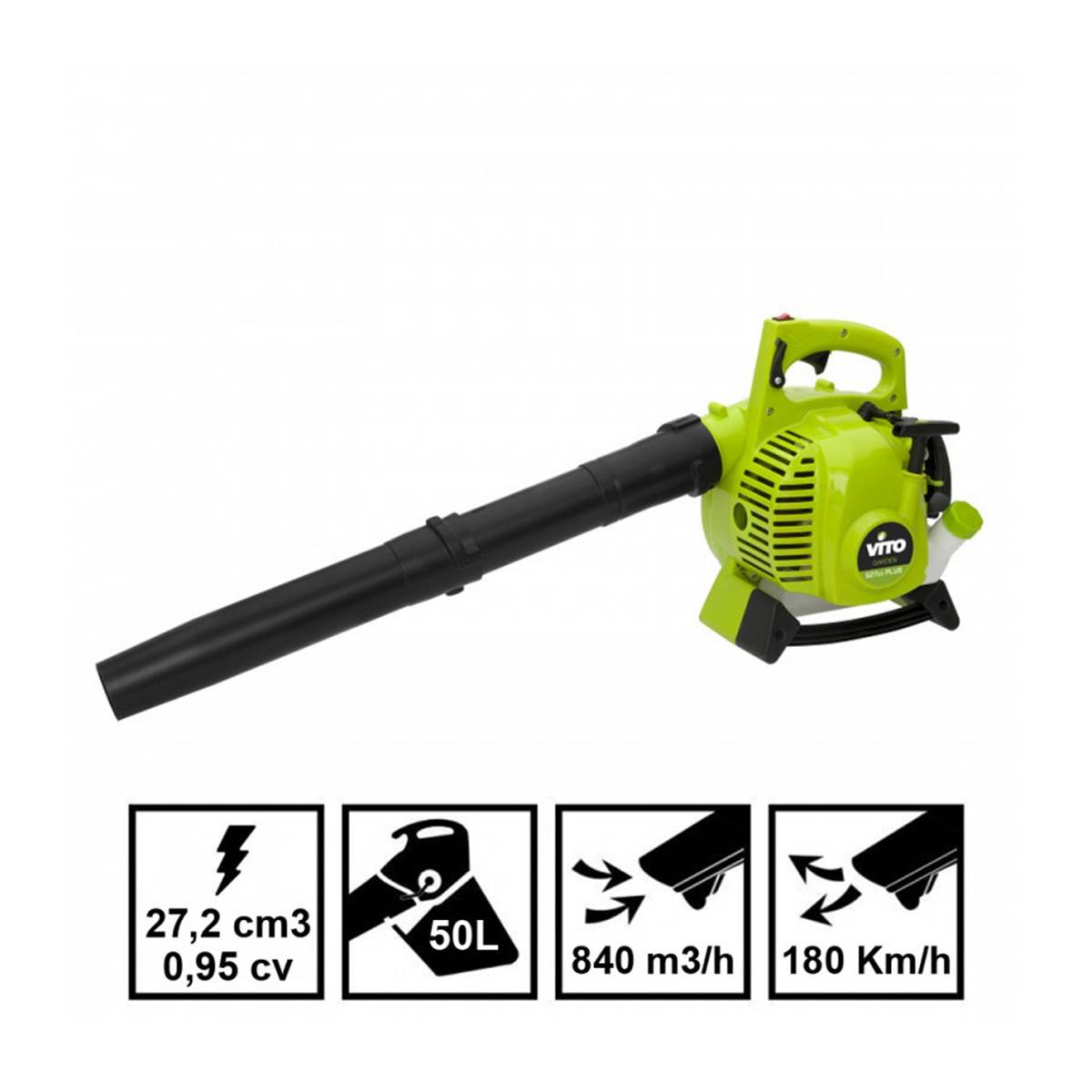 Souffleur de feuilles moteur 2T- 27.2 cm3  Aspirateur souffleur Espaces verts SAC 50L VITO - Image 3