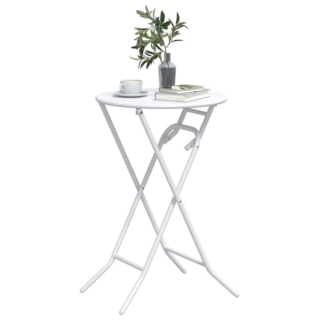ComfortXL - Table de Bistrot Pliable Ronde Ø50cm Blanche, Petite Table de Jardin en Métal, Facile à Ranger et Polyvalente – ComfortXL Outdoor Living - Image 3