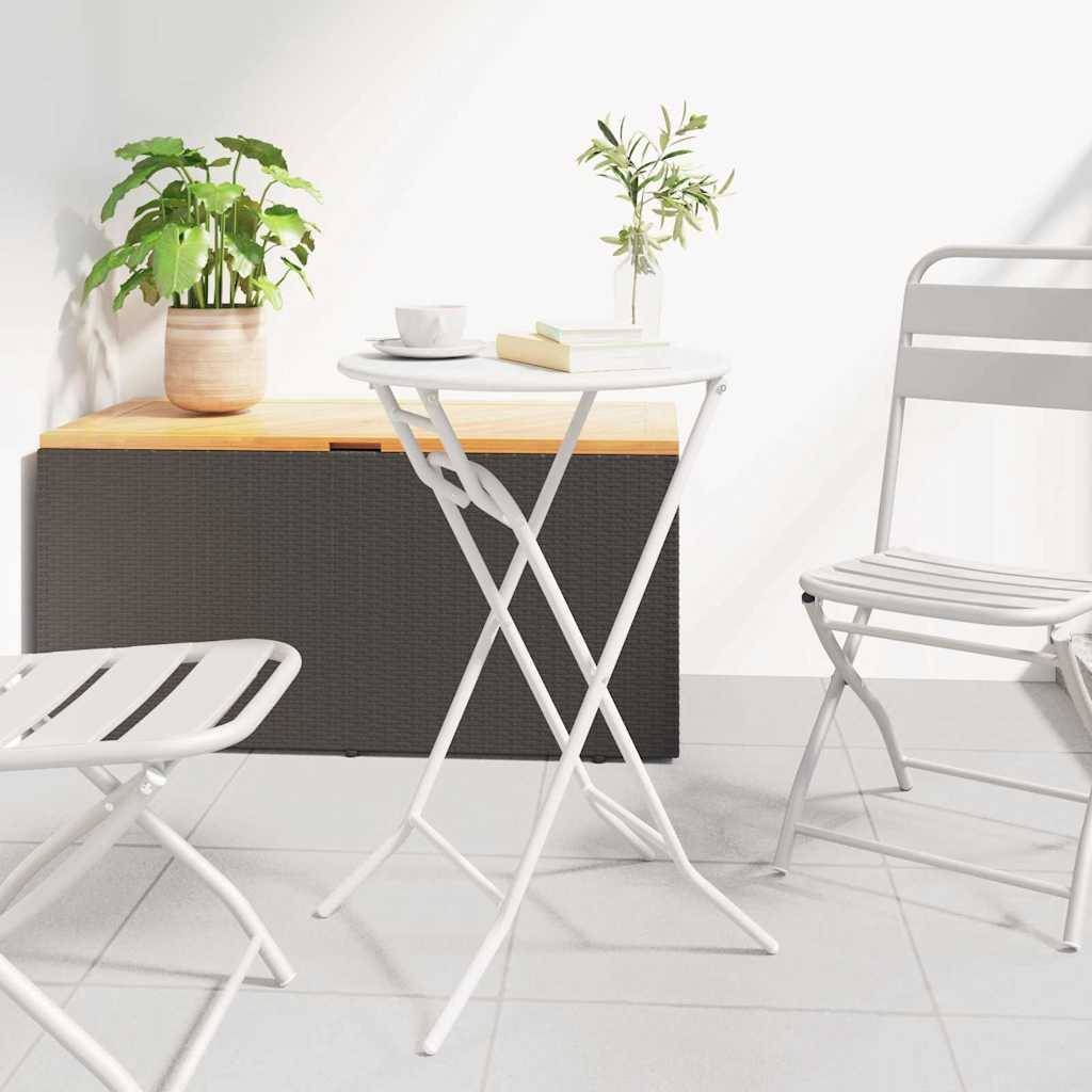 ComfortXL - Table de Bistrot Pliable Ronde Ø50cm Blanche, Petite Table de Jardin en Métal, Facile à Ranger et Polyvalente – ComfortXL Outdoor Living - Image 1