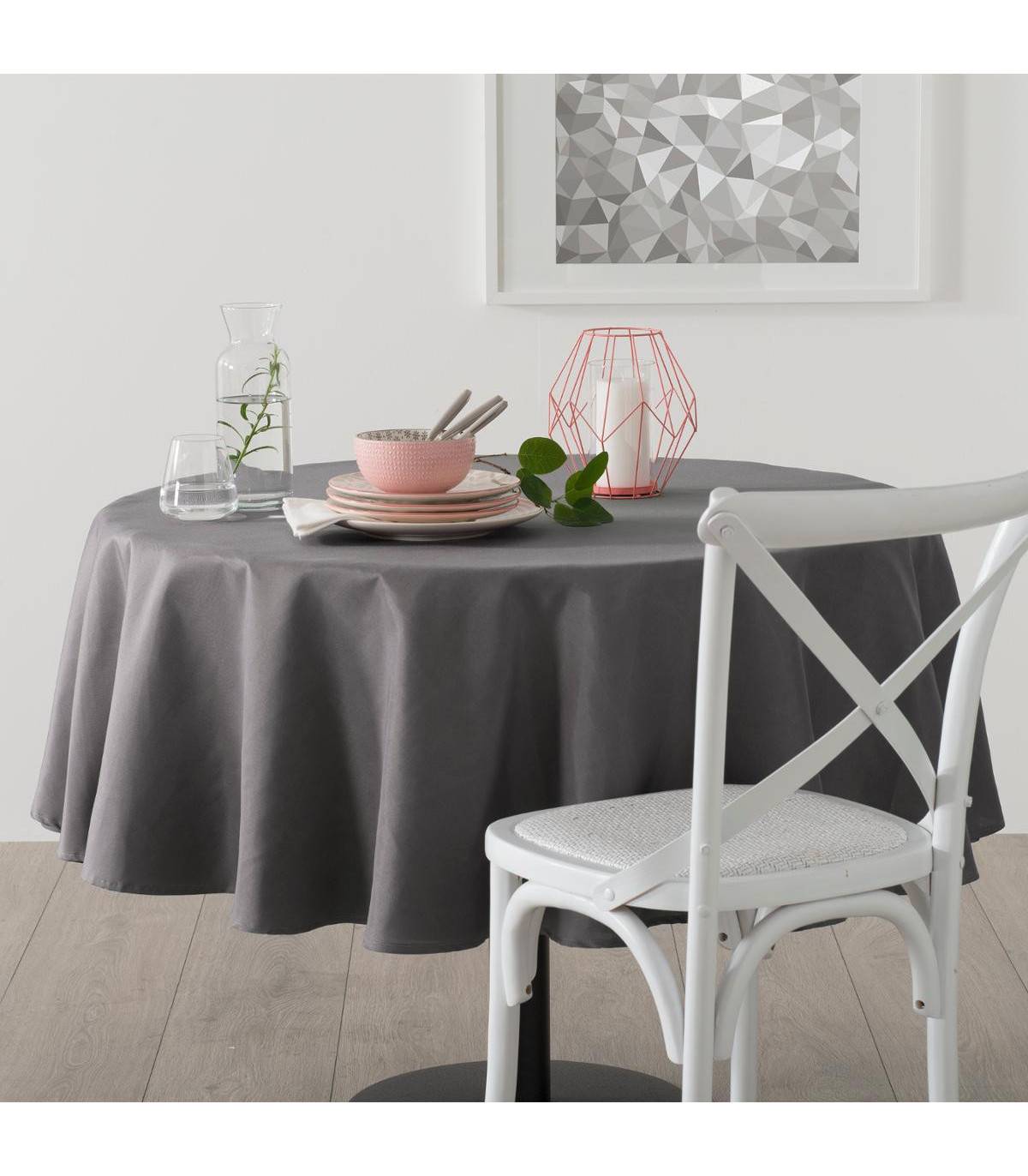 Nappe ronde anti-tache Gris D 180 cm - Image 3
