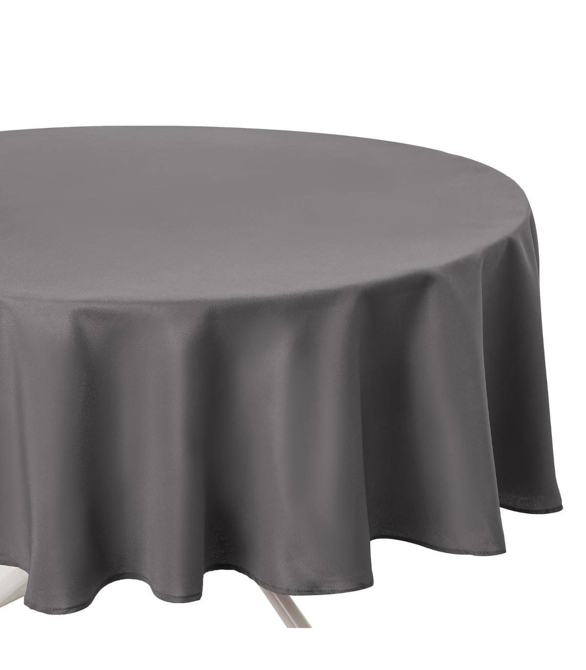 Nappe ronde anti-tache Gris D 180 cm - Image 1