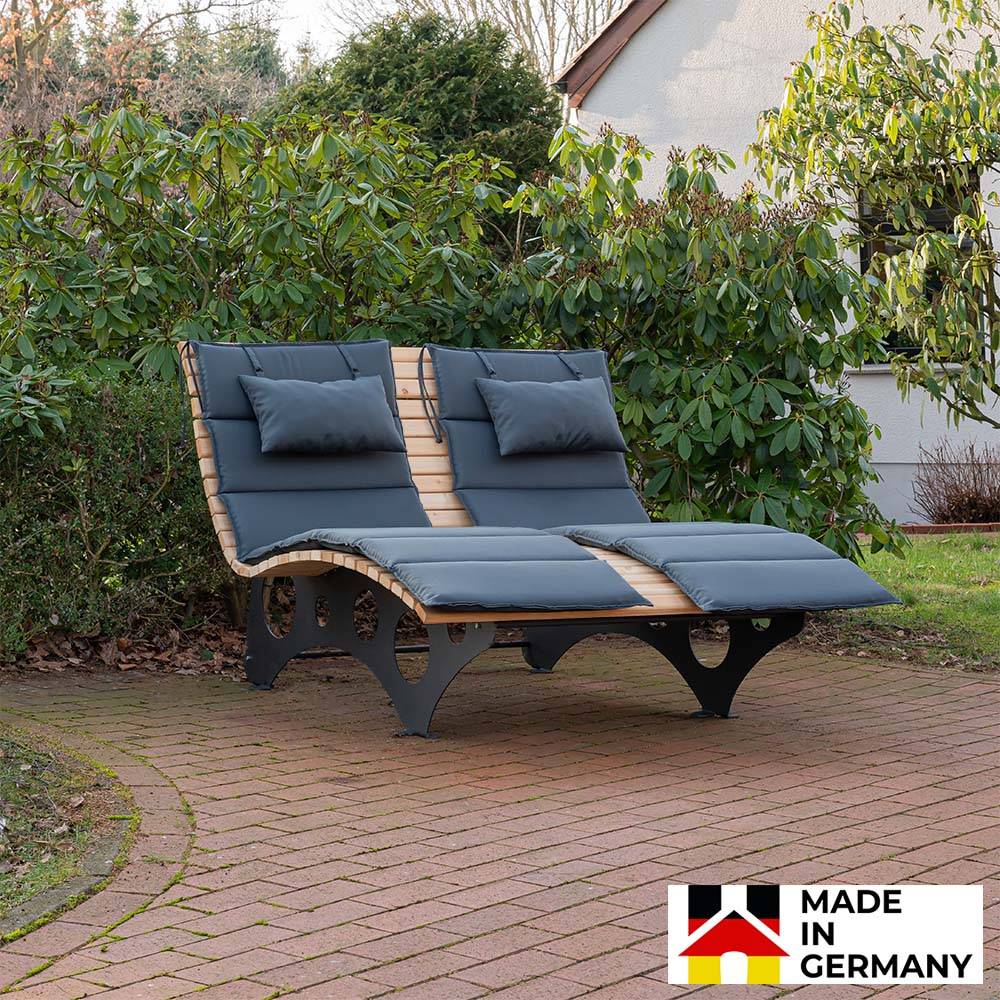 Chaise longue/canapé forestier en bois avec 2x coussins HOME DELUXE TAIGA - Fabriqué en Allemagne - Image 2