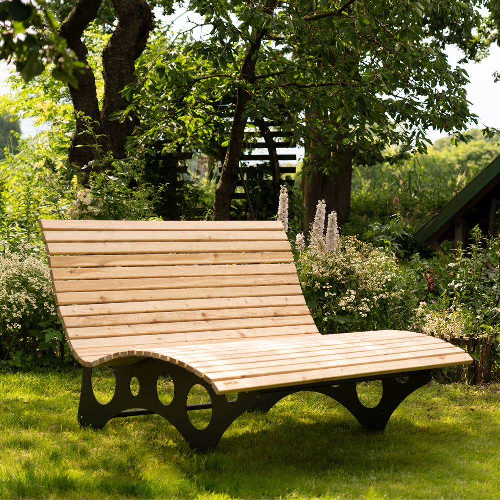 Chaise longue/canapé forestier en bois avec 2x coussins HOME DELUXE TAIGA - Fabriqué en Allemagne - Image 3
