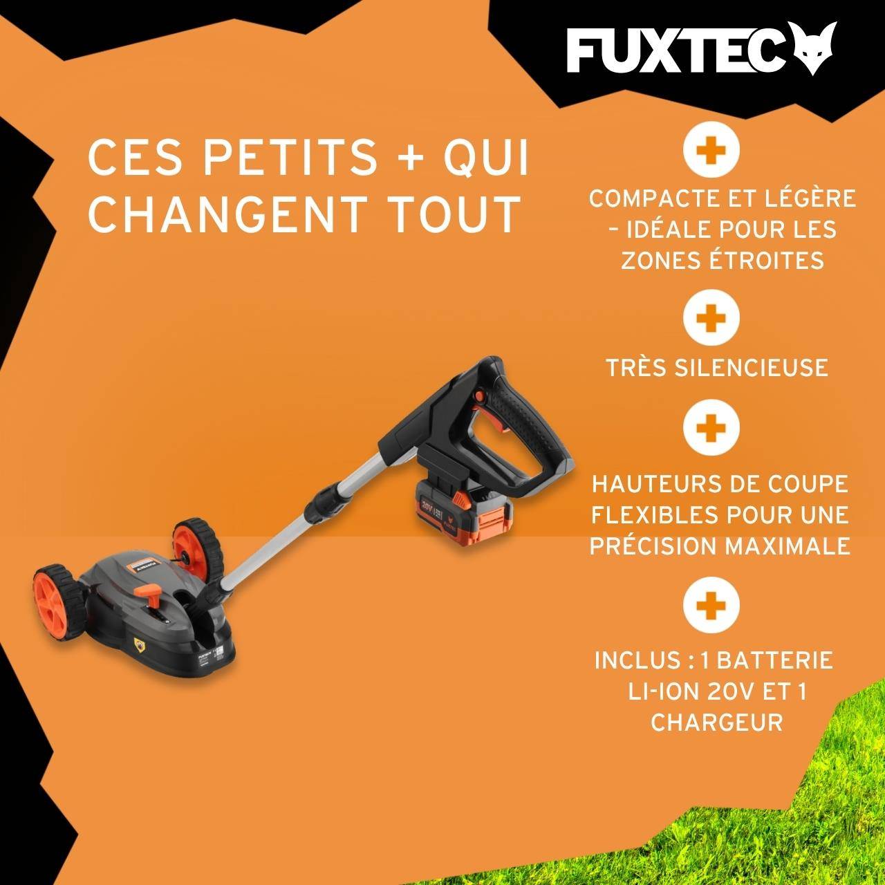 FUXTEC - Tondeuse à gazon sans fil FX-E1RMEH20-SET  20 V 22 cm – FUXTEC - Image 3