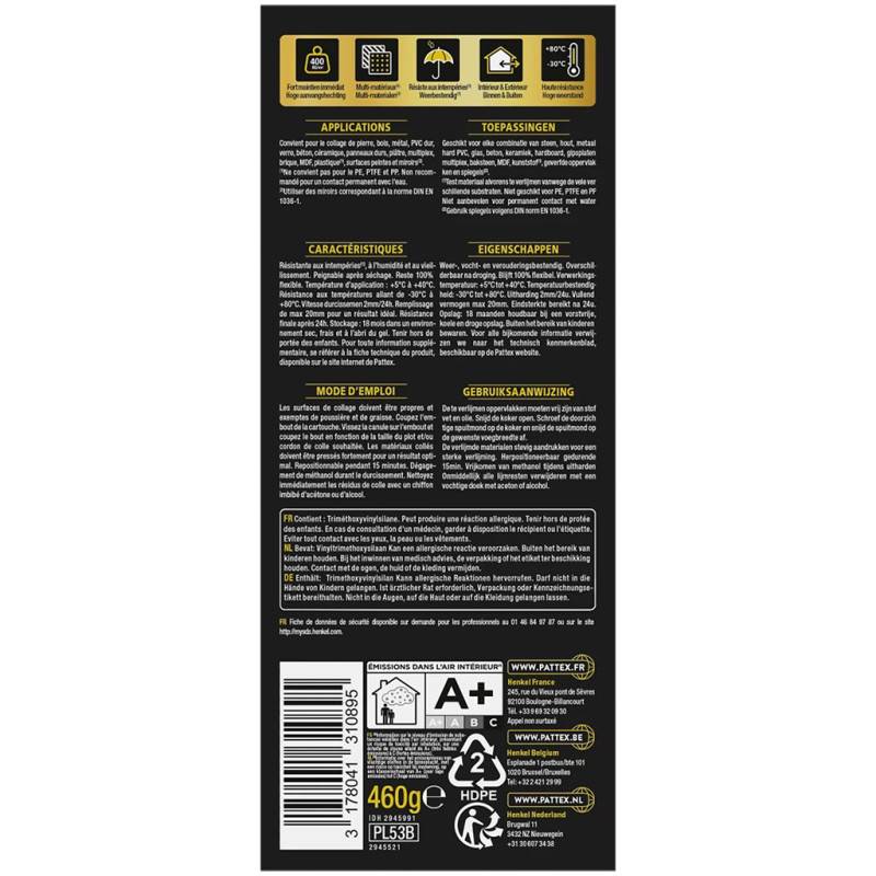 Pattex - PATTEX Pack de 24 Colles de Fixation PRO600 Objets Lourds Blanc 460g - Image 5