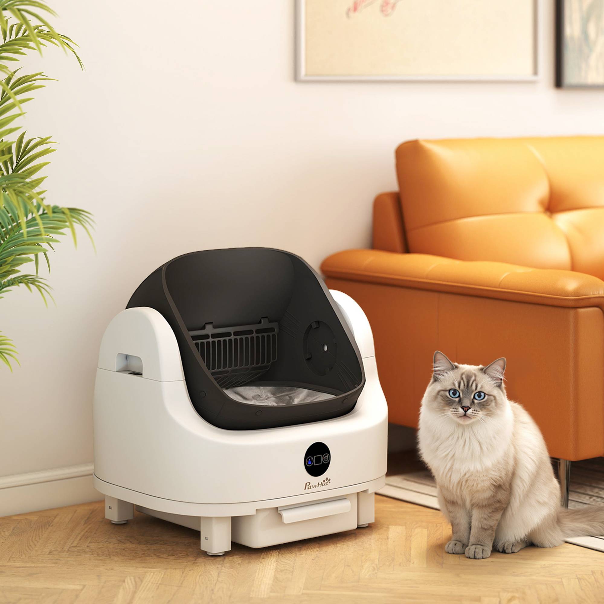 Bac à litière autonettoyant ouvert capteurs sécurité désodorisant chat intérieur blanc - Image 4