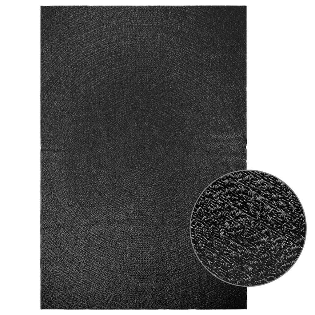 Grand Tapis Rectangulaire Aspect Jute en PP pour Grande Terrasse Jardin Anthracite 200x290 cm – ComfortXL Outdoor Living - Image 1