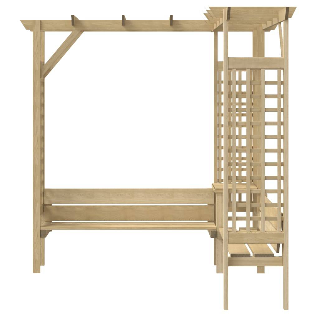Pergola - Tonnelle de jardin d'angle avec banc Bois de pin imprégné - Image 4