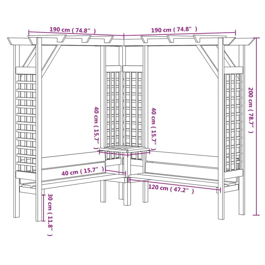 Pergola - Tonnelle de jardin d'angle avec banc Bois de pin imprégné - Image 6