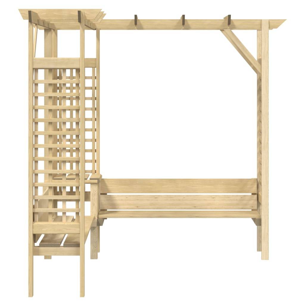 Pergola - Tonnelle de jardin d'angle avec banc Bois de pin imprégné - Image 3