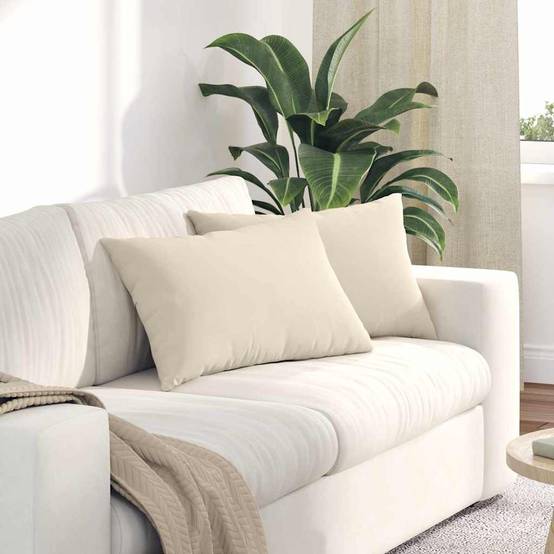 Paire de Coussins en Tissu avec Housses Amovibles pour un Entretien Simple et Rapide Beige 60x40 cm – ComfortXL Outdoor Living - Image 1