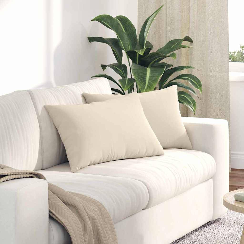 Paire de Coussins en Tissu avec Housses Amovibles pour un Entretien Simple et Rapide Beige 60x40 cm – ComfortXL Outdoor Living - Image 1