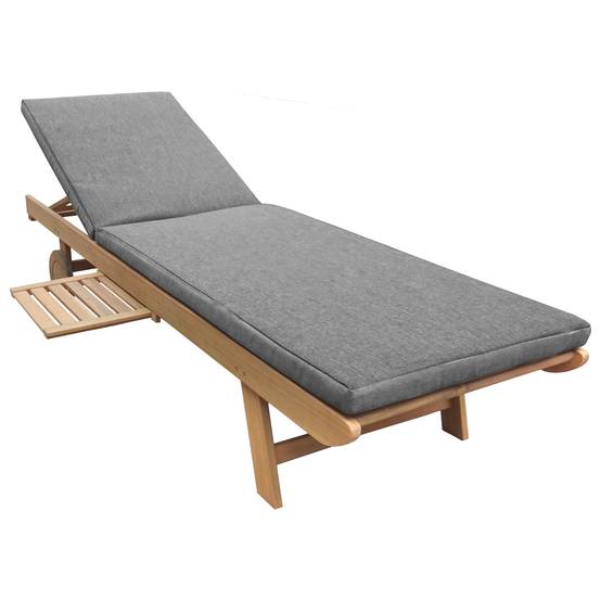 Happy Garden - Bain de soleil pliant en acacia KANAWA - coussin gris - HAPPY GARDEN - Image 1