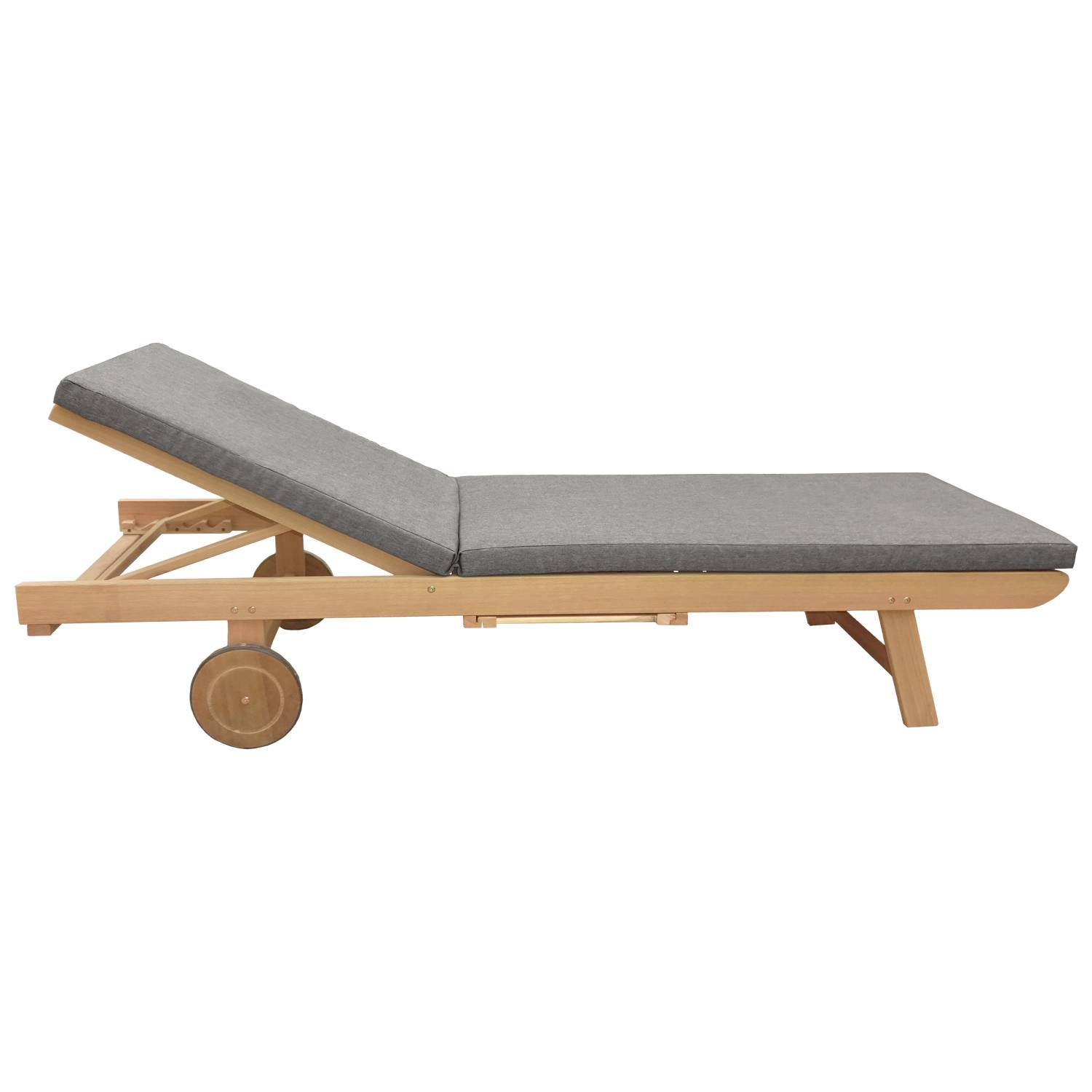 Happy Garden - Bain de soleil pliant en acacia KANAWA - coussin gris - HAPPY GARDEN - Image 4