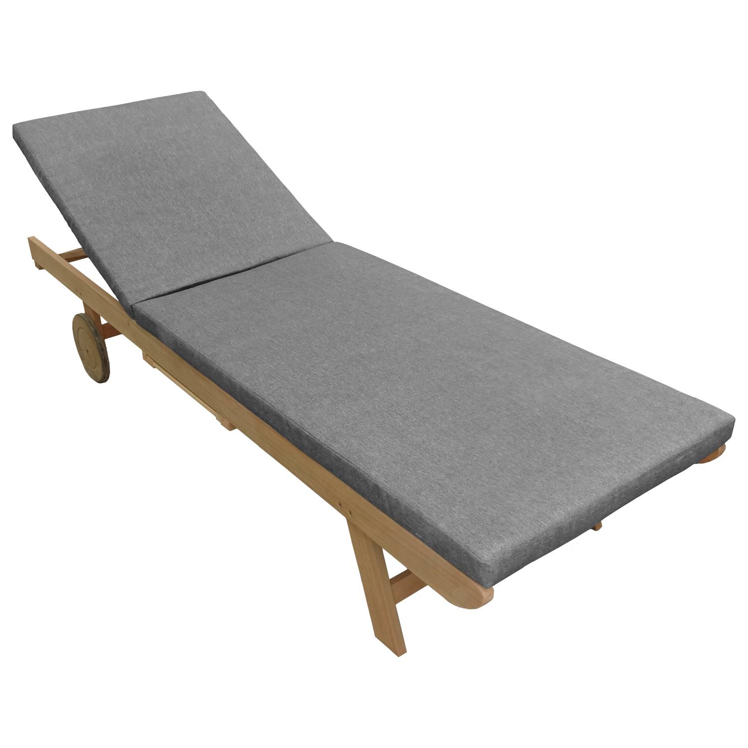 Happy Garden - Bain de soleil pliant en acacia KANAWA - coussin gris - HAPPY GARDEN - Image 3