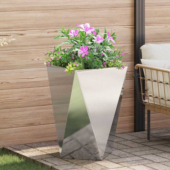 Jardinière acier inoxydable argent 50 x 50 x 75 cm - PANGIVO - Image 1