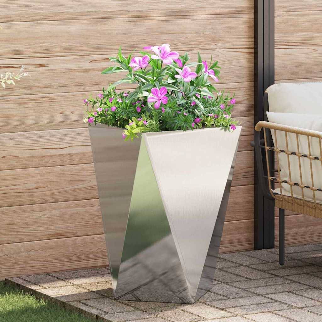 Jardinière acier inoxydable argent 50 x 50 x 75 cm - PANGIVO - Image 1