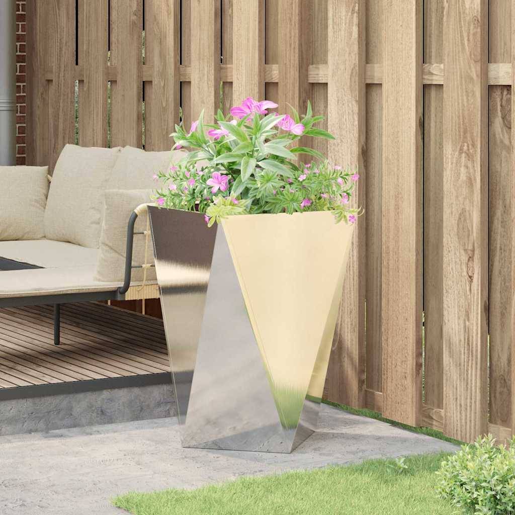 Jardinière acier inoxydable argent 50 x 50 x 75 cm - PANGIVO - Image 4