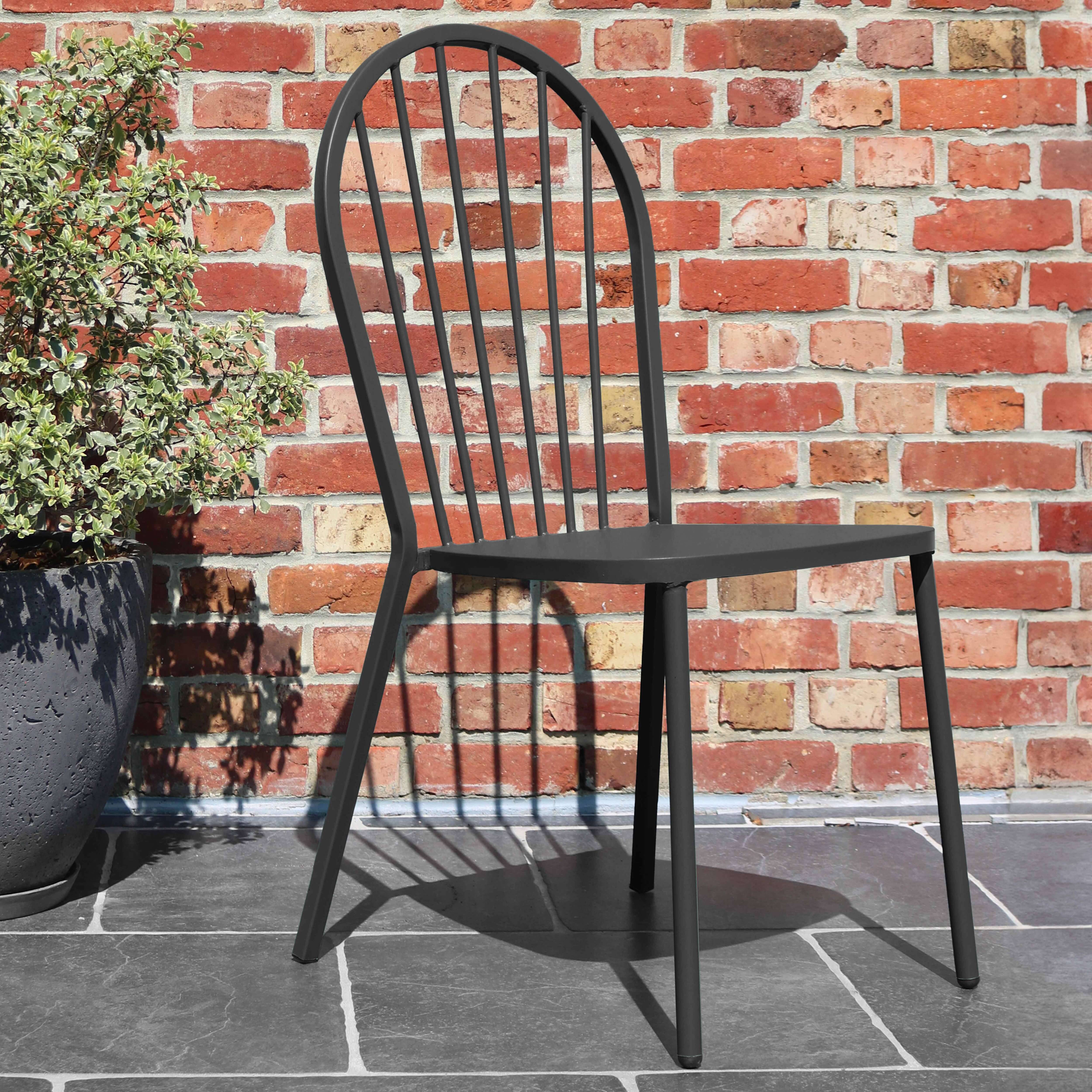 Oviala - Chaise bistrot de jardin en métal gris anthracite Honfleur - Oviala - Image 6