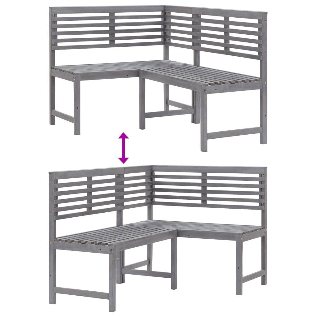 Helloshop26 - Banc de jardin meuble de patio d'extérieur terrasse d'angle de jardin gris 140 cm bois solide d'acacia - Image 7