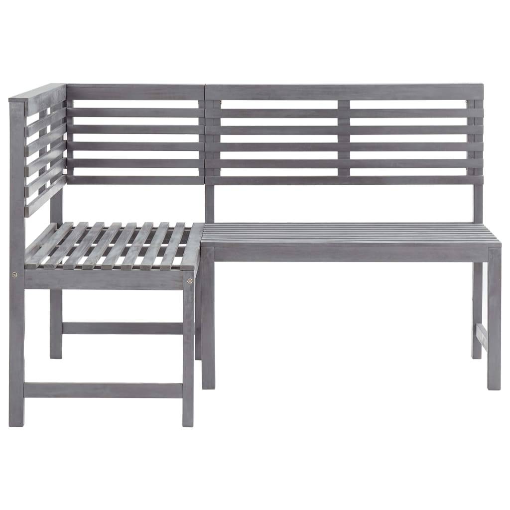 Helloshop26 - Banc de jardin meuble de patio d'extérieur terrasse d'angle de jardin gris 140 cm bois solide d'acacia - Image 3