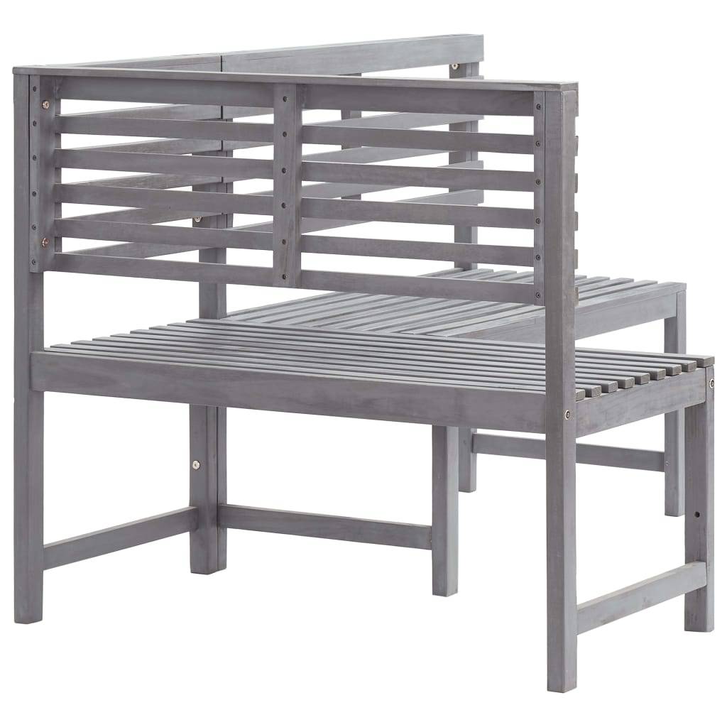 Helloshop26 - Banc de jardin meuble de patio d'extérieur terrasse d'angle de jardin gris 140 cm bois solide d'acacia - Image 4