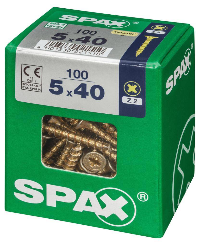 Spax - Lot de 100 vis acier tête fraisée pozidriv SPAX, Diam.5 mm x L.40 mm - Image 4