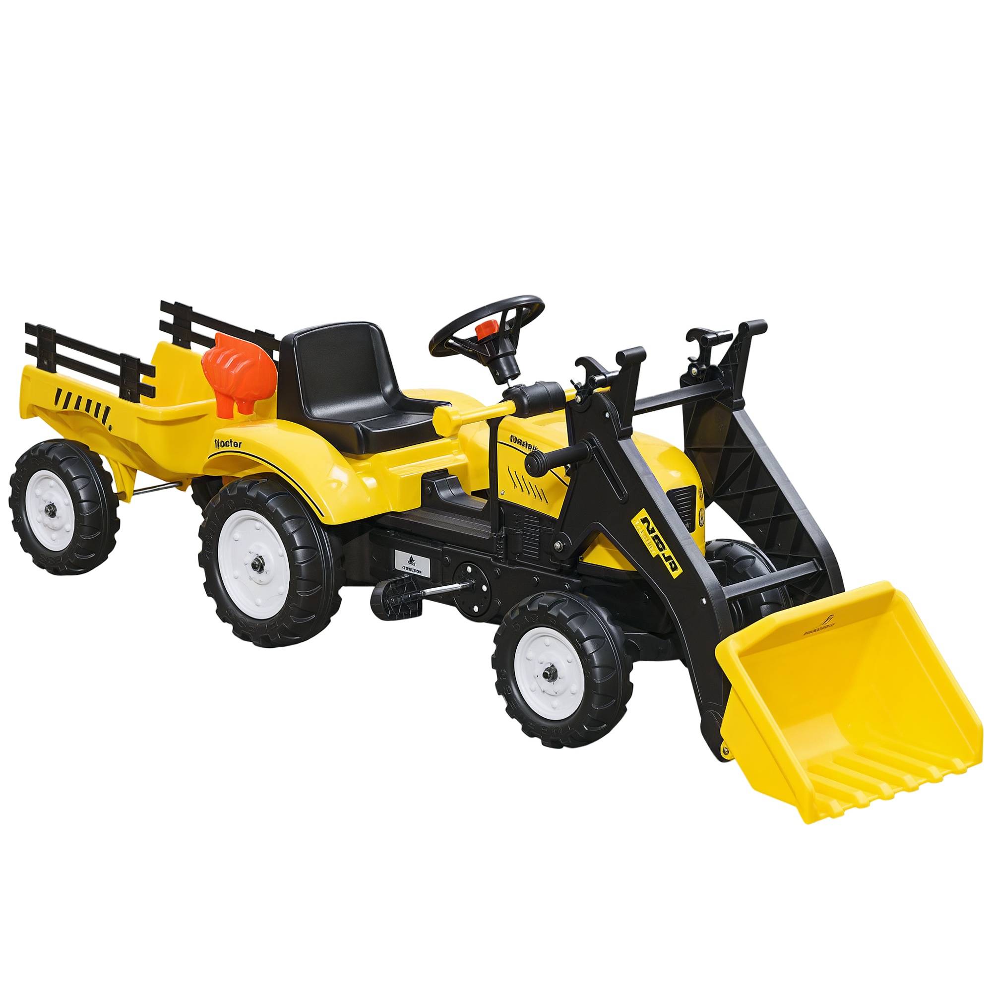 Chargeuse enfant, chargeur frontal orientable, 3 ans+, pédales, jaune/noir - Image 1