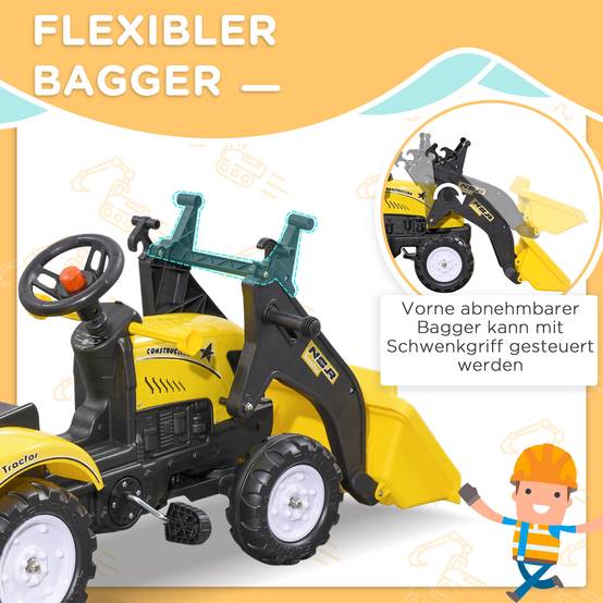 Chargeuse enfant, chargeur frontal orientable, 3 ans+, pédales, jaune/noir - Image 6