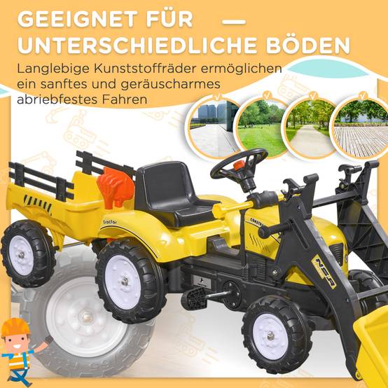 Chargeuse enfant, chargeur frontal orientable, 3 ans+, pédales, jaune/noir - Image 8