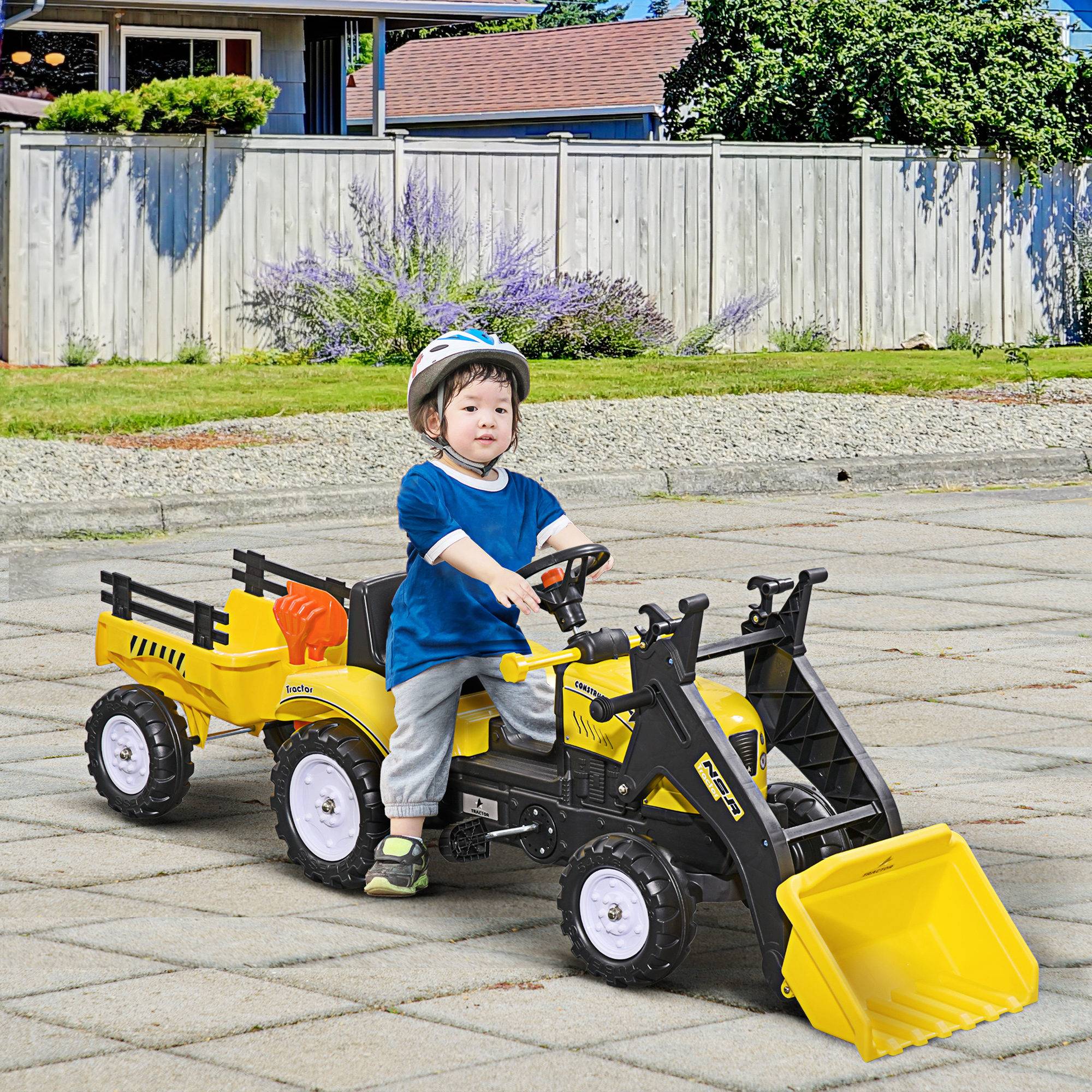 Chargeuse enfant, chargeur frontal orientable, 3 ans+, pédales, jaune/noir - Image 3