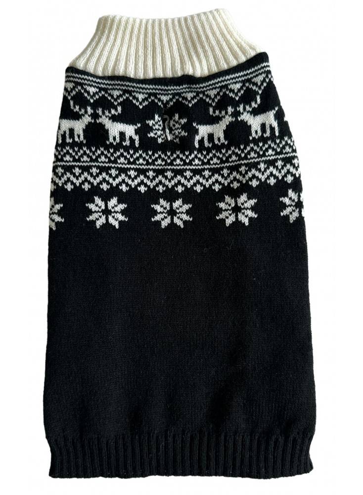 Pull noel noir-pour chien- deguisement tricote - festif taille S - Mon Ami Luki - Image 1