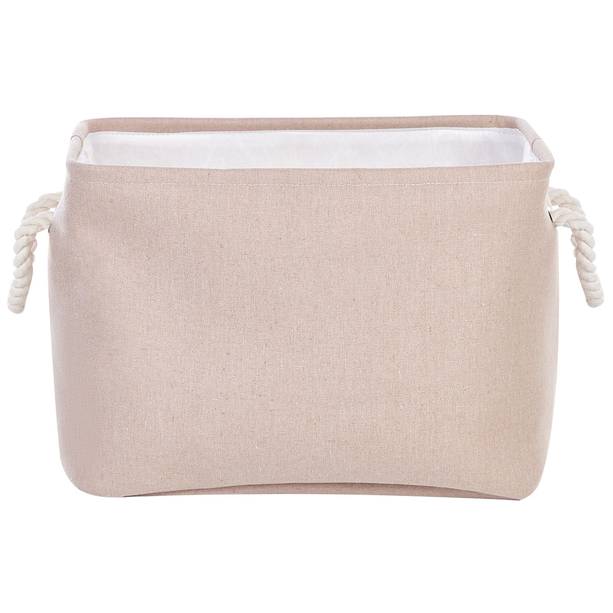 Lot de 3 Paniers de Rangement en Tissu Polyester Beige avec Poignées en Corde Boite de Rangement Organisation Salon Chambre Design Traditionnel - Image 4